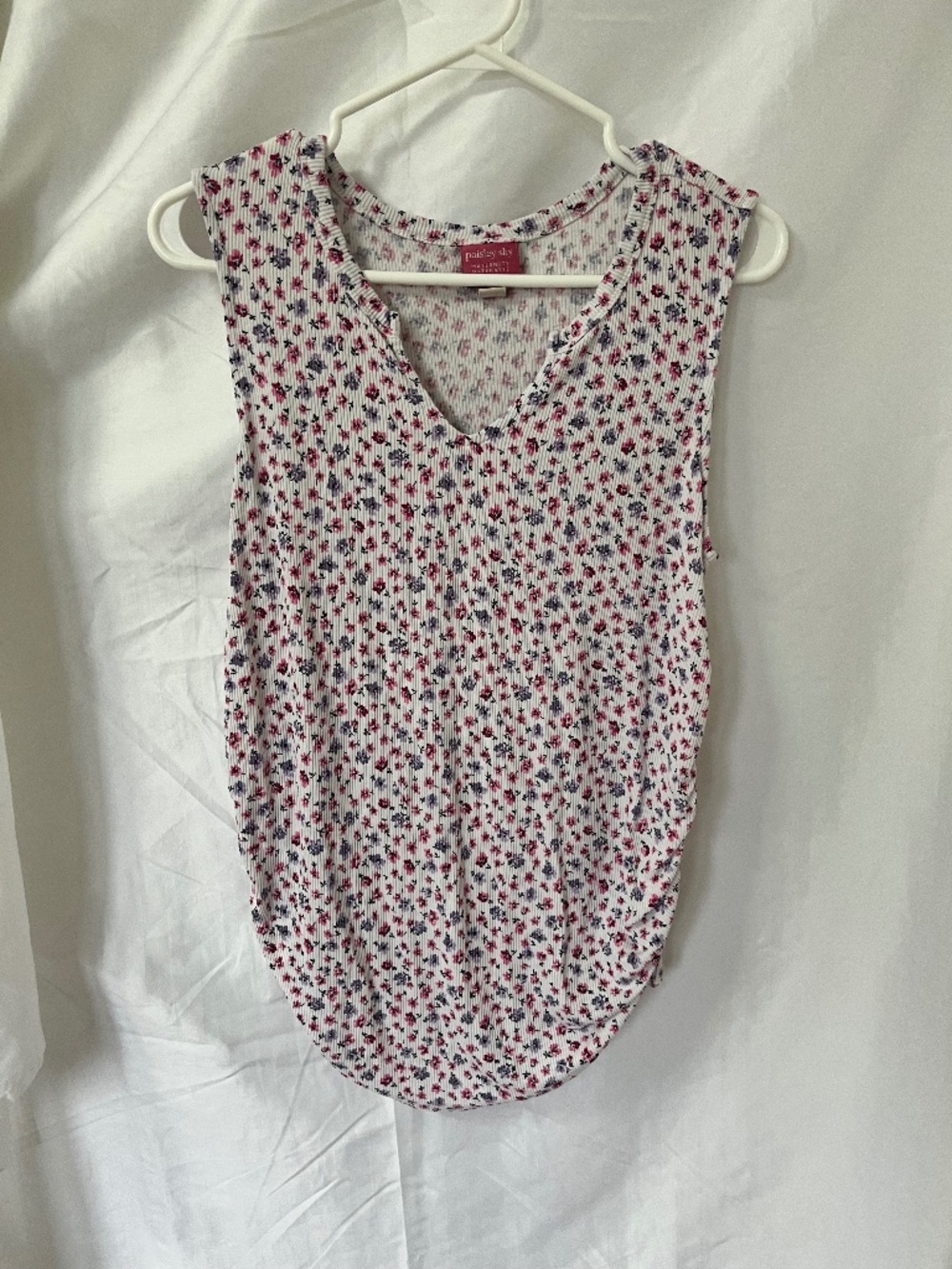 Paisley sky sleeveless maternity top